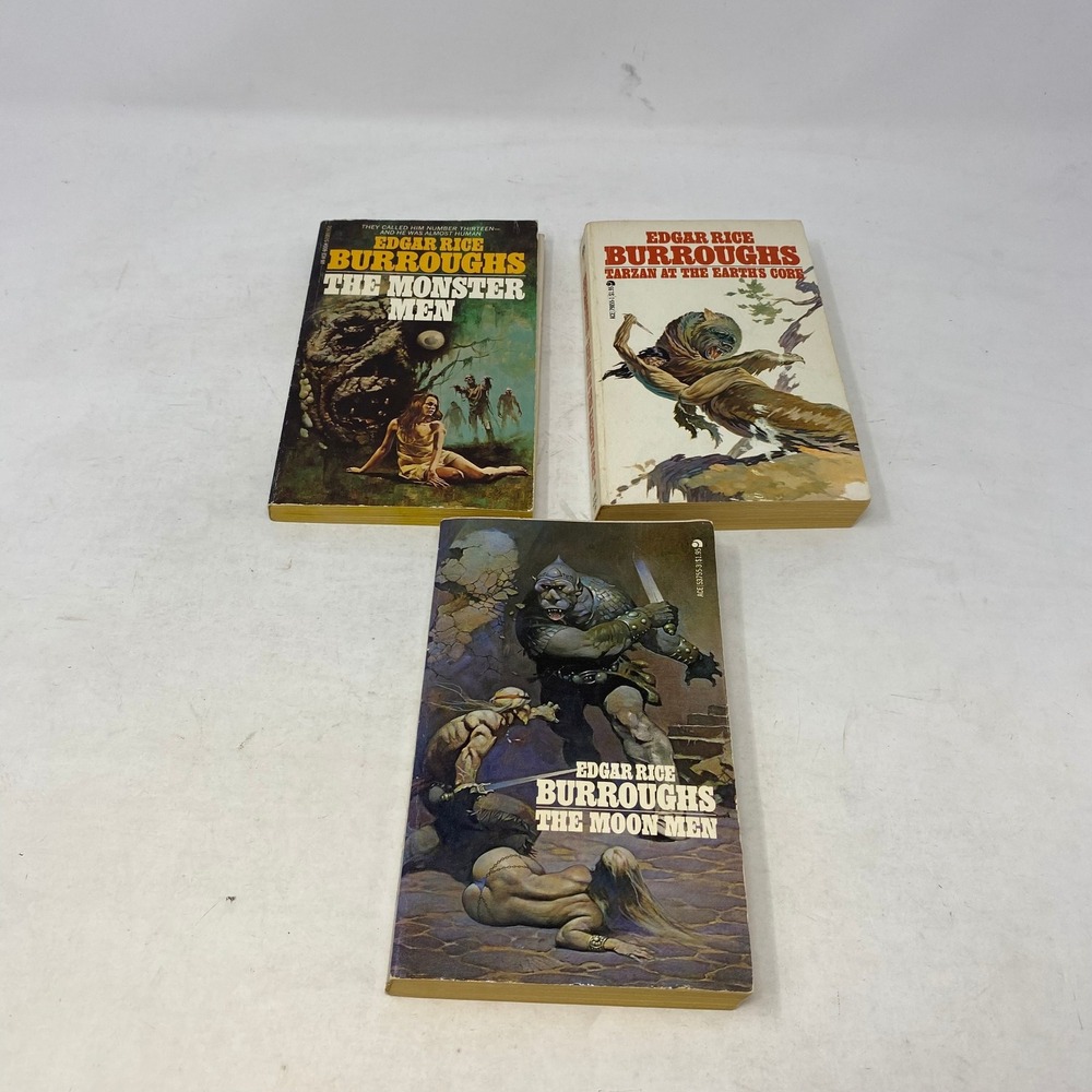 Edgar Rice Burroughs Ace Books Lot 3 The Monster Men Moon Men Tarzan Earths Core